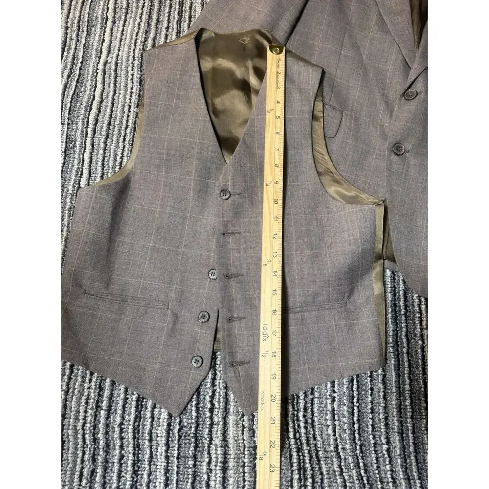 Vintage Christian Dior Jeune Homme Boys 3 Piece Suit Plaid Jacket Vest Pants